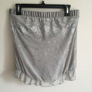 EXPRESS Silk Grey Sequin Tube Top NEW